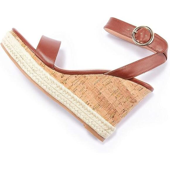Liyuand Women Espadrille Cork Platform Wedge Sandal Ankle Strap Dark Brown SZ 9 - Picture 2 of 6
